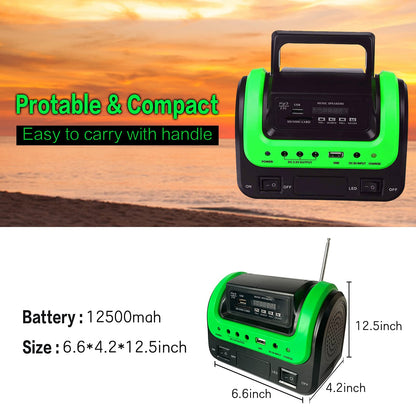 Solar Generator with Panel,Solar Power Generators Portable Power Station with Flashlight,Emergency Power Supply for Home Use Camping Hunting Emergency(Green)