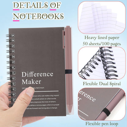 Marspark 20 Sets Difference Maker Gifts for Women Men, Employee Appreciation Gifts Bulk Inspirational Thank You Cup Motivational Notebooks with Pen for Team Teacher Coworker Office (Retro Color)