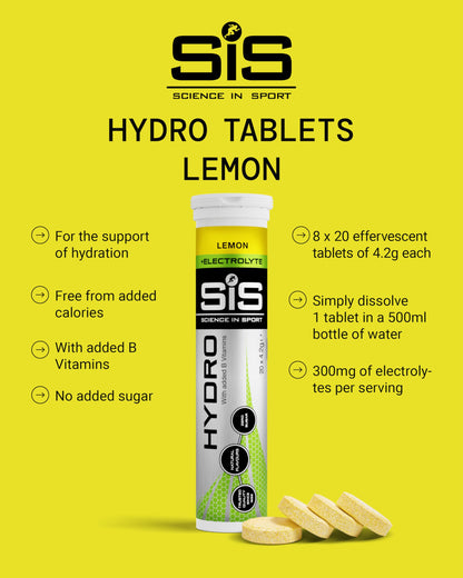 Science in Sport Hydro Electrolyte Tablets 160 pcs. Lemon – Vegan & Gluten-Free, Ideal to Promote Hydration and Maintain Electrolytes Balance (Packaging May Vary)