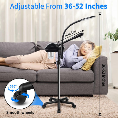 Professional Facial Steamer on Wheels, Facial Steamer for Facial Deep Cleaning, Facial Humidifier for Spa, Adjustable Height for Spa, Salon and at Home Use