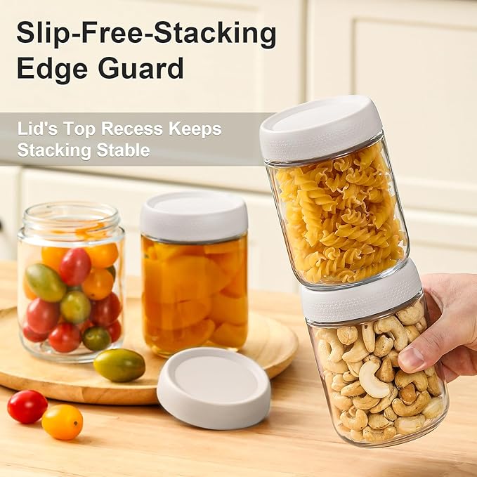 NETANY 6-pack 16oz Glass jars