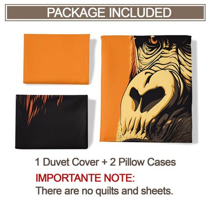 Gorilla Comforter Cover Twin Size, Gorilla Duvet Cover Animal Bedding Set 3 Piece with 2 Pillow Sham with Zipper Closure 68" x86"