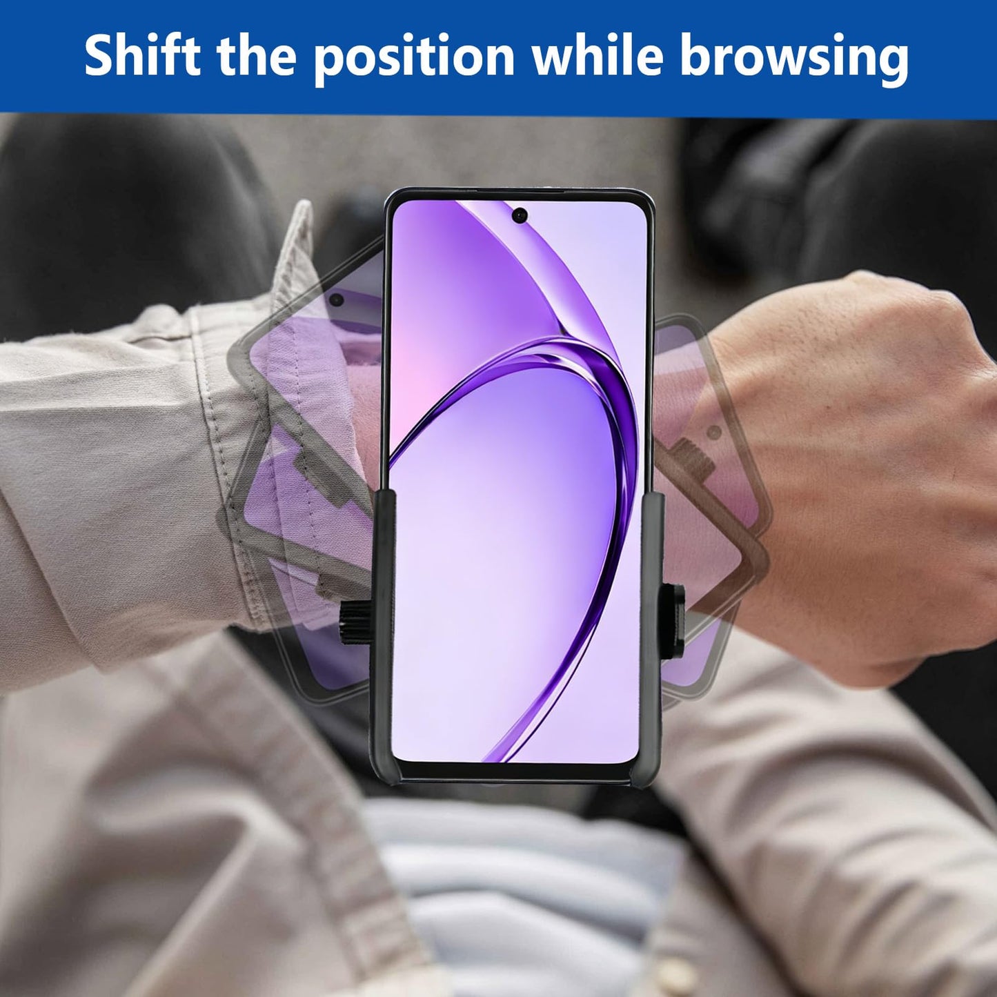 Wristband Phone Holder, No Screen Blocking, 360° Rotating Wrist Phone Mount, Memory Lock, Quick Release, for Android, iPhone 17/16/15/14/13 Pro Max/Pro/Mini/12/11/SE/Xs/XR/8 Plus, Fits 4–6.7" Phones