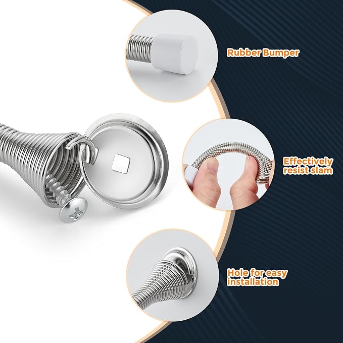Ravinte Door Stoppers, 18 Pack Satin Nickel Spring Door Stops with Rubber Bumper, Door Stoppers for Bottom of Door