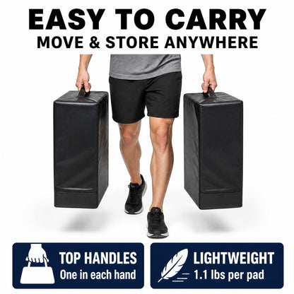 Japard Silencer Drop Pads 2 Pcs,Dumbbell,Workout, Gym, Weightlifting Crash Cushions with PVC Cover, Easy Carry Handles, Deadlift Mat, Exercise Balance Equipment for Fitness, Physical Therapy, Yoga