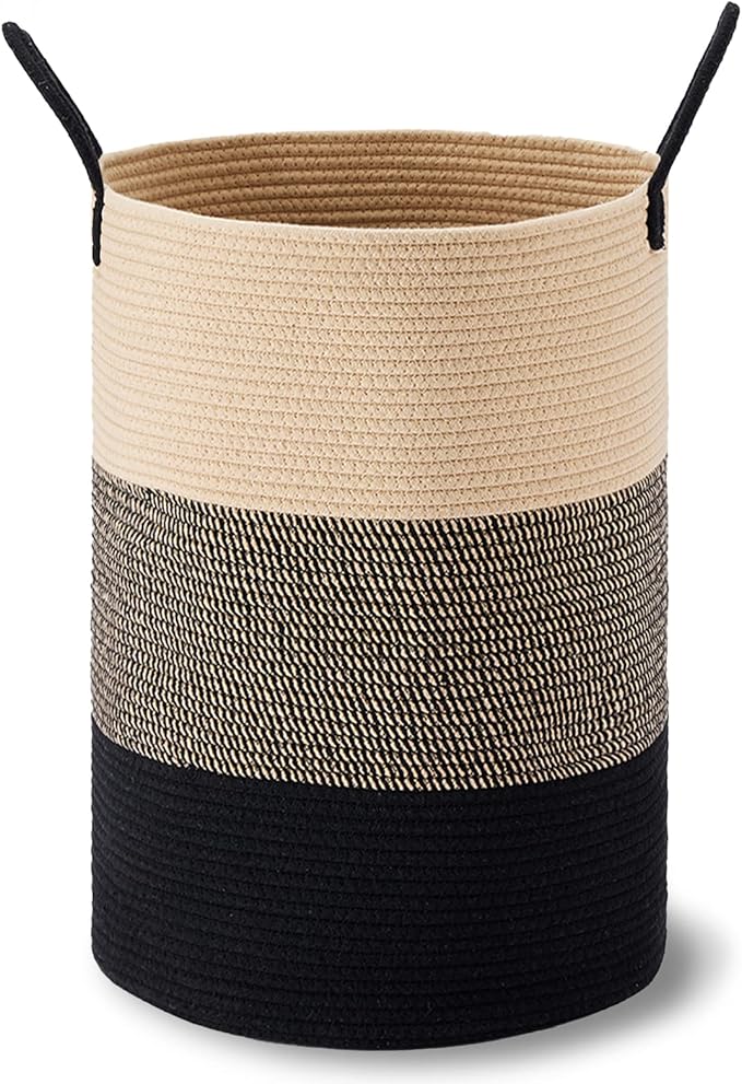 VIPOSCO Large Laundry Hamper, Tall Woven Rope Storage Basket