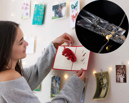 LECLSTAR 50 LED Photo Clips String Lights, 17ft with Remote - 8 Modes Fairy Lights to Clip on Pictures, Photos, Cards