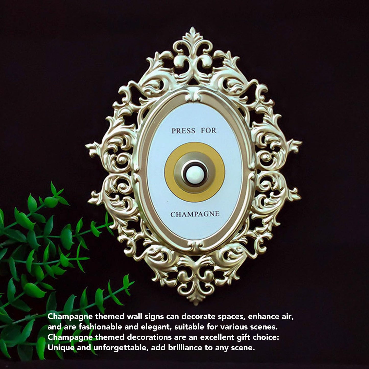 Retro Champagne Button, Metal Decorative Press Champagne Door Rings Bell for Home Restaurants Bedrooms Celebrations