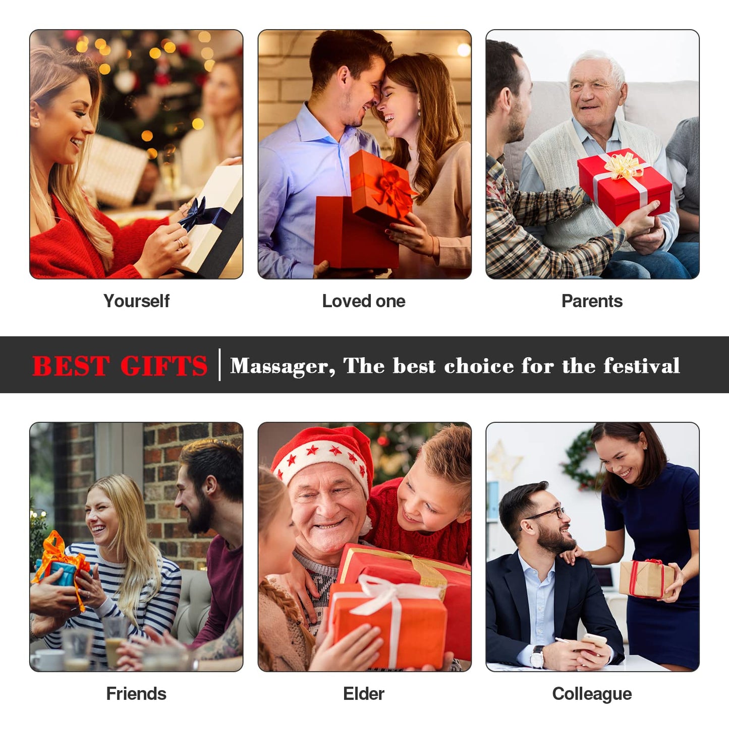 Shiatsu Neck and Back Massager with Heat, Electric Deep Tissue 4D Kneading Massage Pillow for Shoulder, Leg, Body Muscle Pain Relief - Best Gifts for Women Men Mom Dad