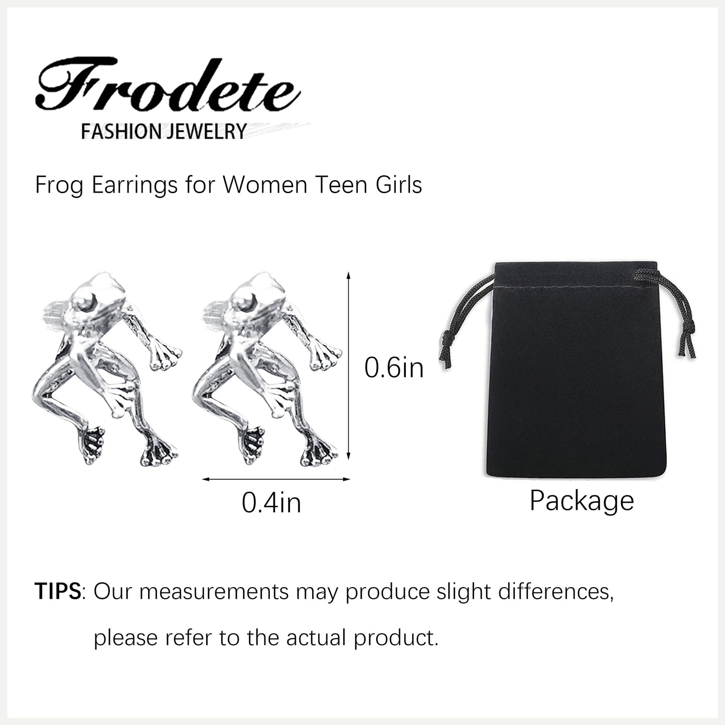 Silver Frog Earrings for Women Christmas Stocking Stuffers Vintage Frogs Shaped Stud Earrings Funny Cute 3D Animal Earrings Jewelry Gifts