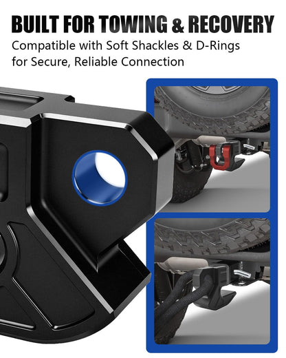 NORTHYUN 2" Hitch Slider with 3/4" Aluminum Red D-Ring Shackle, 7075 Aluminum Skid Plate for Hitch Protection & Off-Road Recovery, 45,000 LBS MBS Tow Recovery Point for 2" Receiver, Trucks SUVs