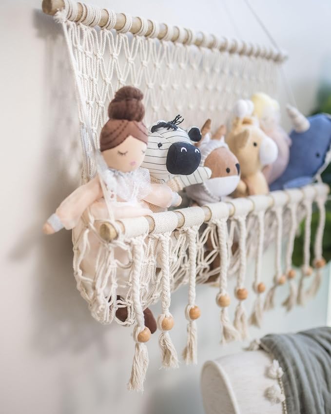Crane Baby Macrame Hanging Storage Bin