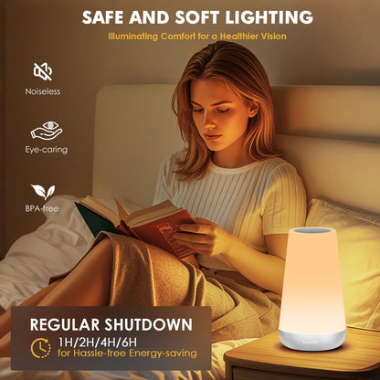 Auxmir LED Night Light Bedside Lamp Touch and Remote Control Dimmable Tabletop 13 RGB Colors Changing 5 Brightness Adjustable Rechargeable Portable Lamp for Baby Kids Nursery Bedroom Bathroom Camping