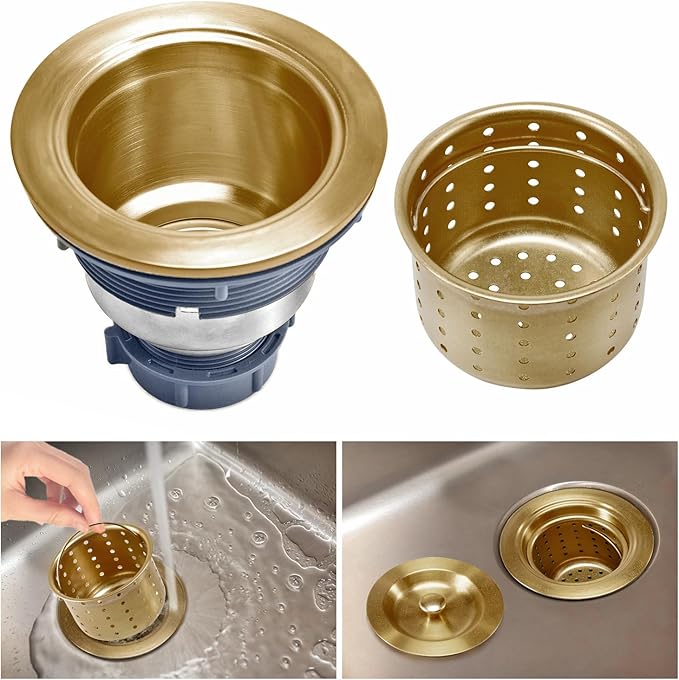 KONE 3-1/2 Inch Brass Sink Drain, Durable Stainless Steel Brass Kitchen Sink