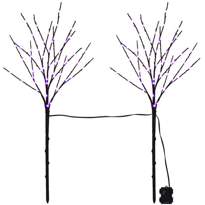 Lighted Halloween Tree Branches, 30IN 100LED Artificial Black Twig Branch with Purple Fairy Lights, Built-in Timer & Battery Operated, Waterproof for Indoor Outdoor Office Bedroom Party Decorations