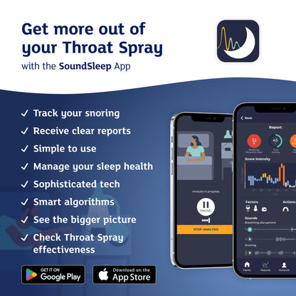 Snoreeze Anti-Snoring Throat Spray - Effective Snoring Aids for Men & Women - Fast Acting Lubricating Thermo Gel - Snore Stopper to Use with Mobile App - 23,5ml, 50 Nights Use