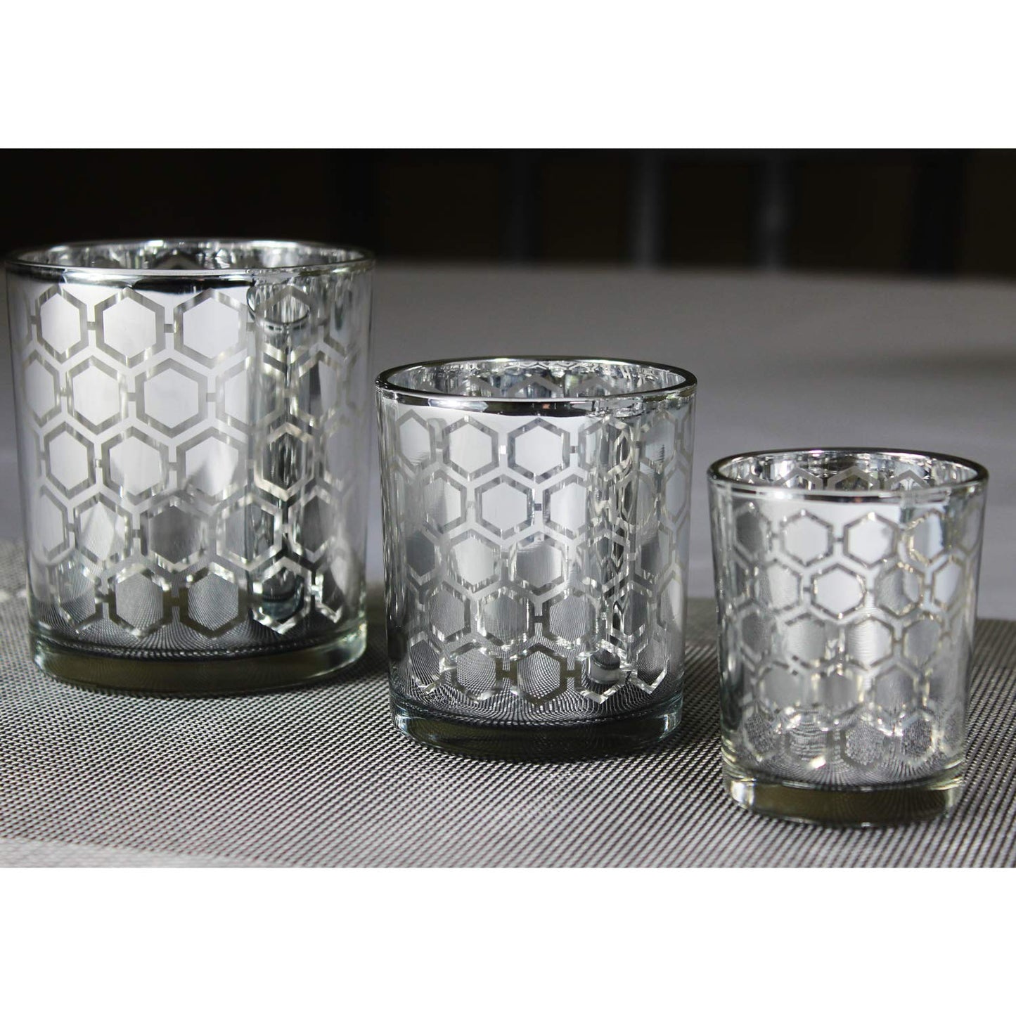 Seraphic Glass Votive Tealight Candle Holders in Bulk for Table Centerpiece Wedding Decor, Silver, 2.75" Tall, Set of 12