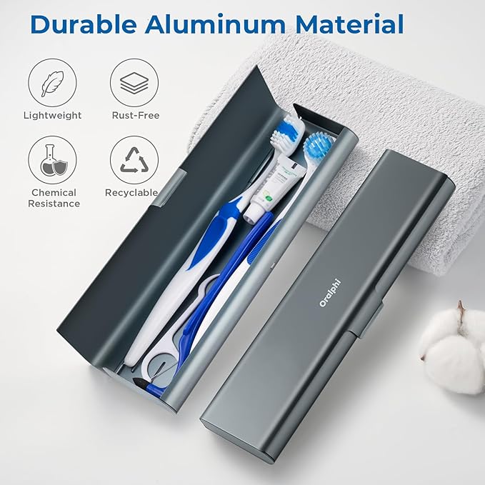 Wider Aluminum Toothbrush Travel Case, Portable Travel Toothbrush Holder