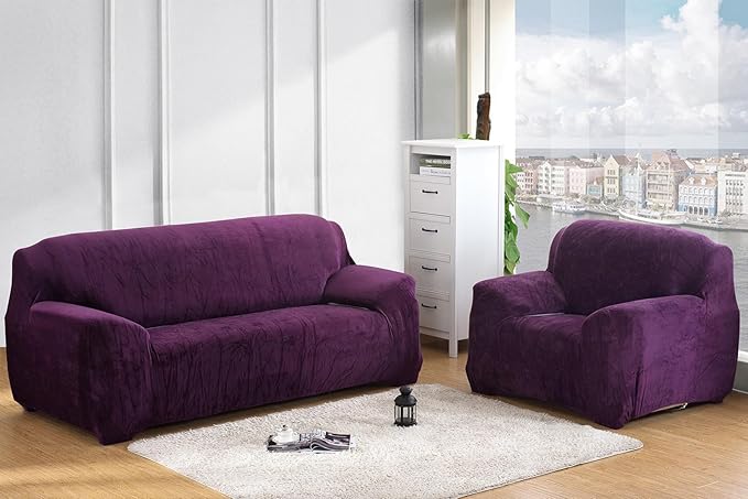 vctops 1-Piece Velvet Plush Stretch Chair Sofa Slipcover Soft Fuzzy Fluffy