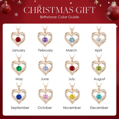 CDE Forever Love Heart Necklaces for Women, Wedding Anniversary, Birthday Mothers Day Gifts for Mom, Mother, Wife, Girlfriend, S925 Silver Jewelry with Birthstone Pendant