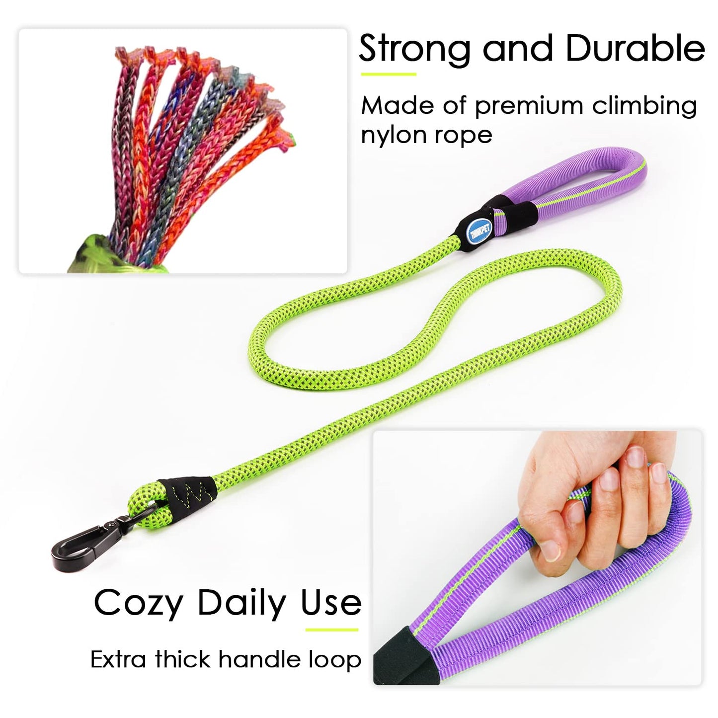 ThinkPet No Pull Harness Set Breathable Sport Harness with Handle - Reflective Padded Dog Safety Vest with Reflective Neon Dog Leash M Harness Leash Pack Green