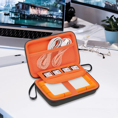Lacdo Hard Drive Carrying Case for LaCie Rugged Mini/Rugged Thunderbolt USB 3.0 2.0 USB-C External Hard Drive Portable HDD 1TB 2TB 4TB 5TB EVA Shockproof Protective Storage Holder Travel Bag, Orange