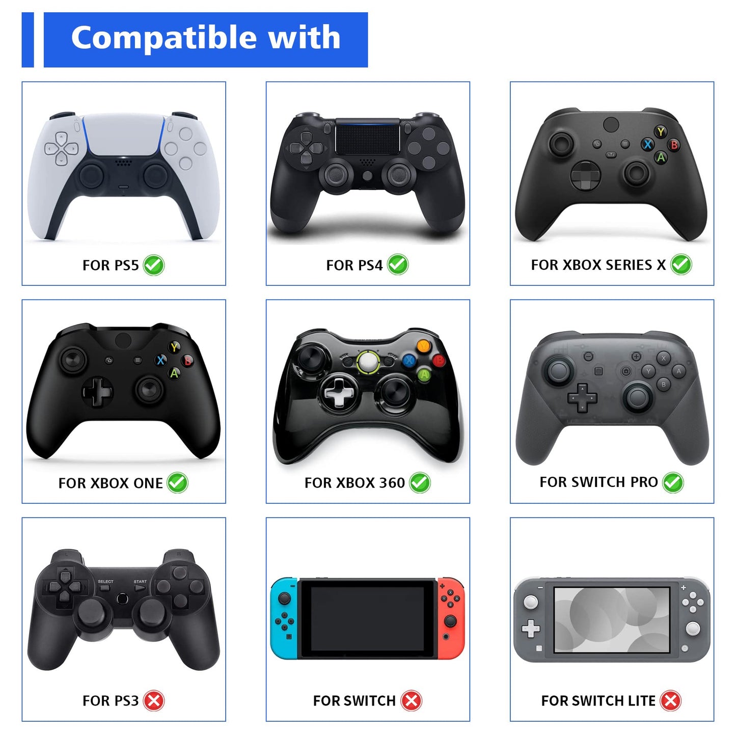 PlayVital Universal Game Controller Stand for Xbox Series X/S Controller, Gamepad Stand for PS5/4 Controller, Display Stand Holder for Switch Pro Controller - White