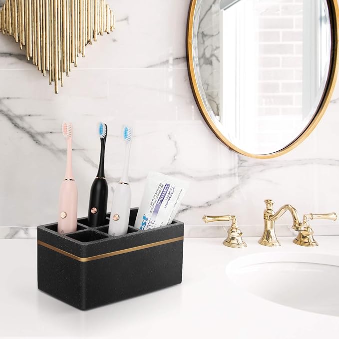 Shinowa Resin Toothbrush Holder, 5 Slots Hygienic Electric Toothbrush Holder