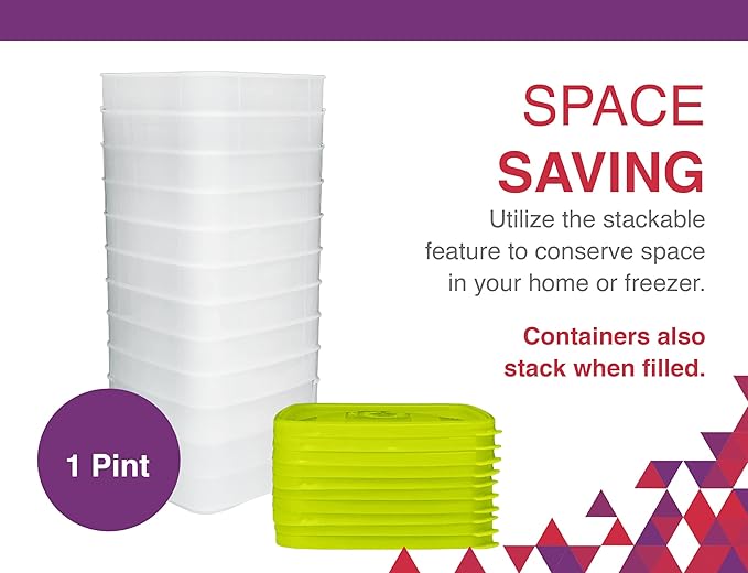 Arrow Reusable Plastic Storage Container Set, 10 Pack, 1 Pint/16 Ounce Each –