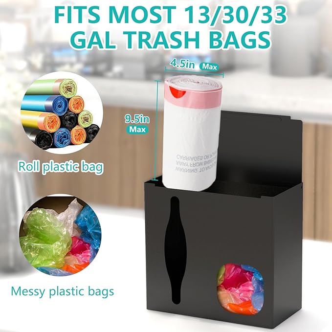 2 in 1 Grocery Bag Holder & Trash Bag Holder Dispenser, Kitchen Grocery Storage