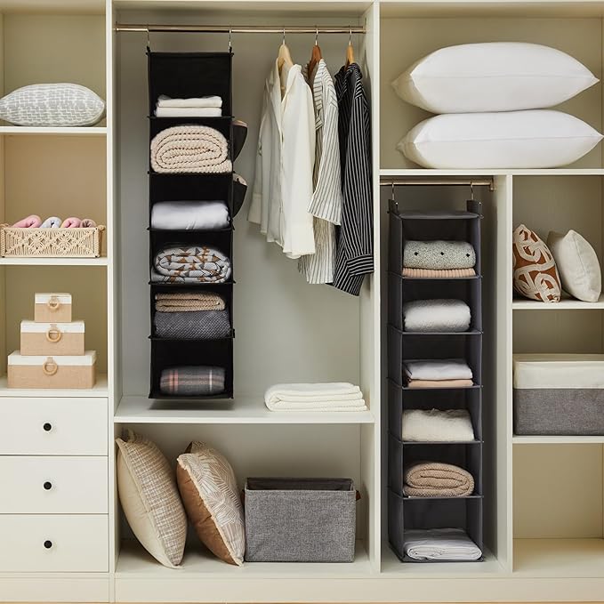 YOUDENOVA Hanging Closet Organizers and Storage, 6-Shelf Hanging Closet Shelves