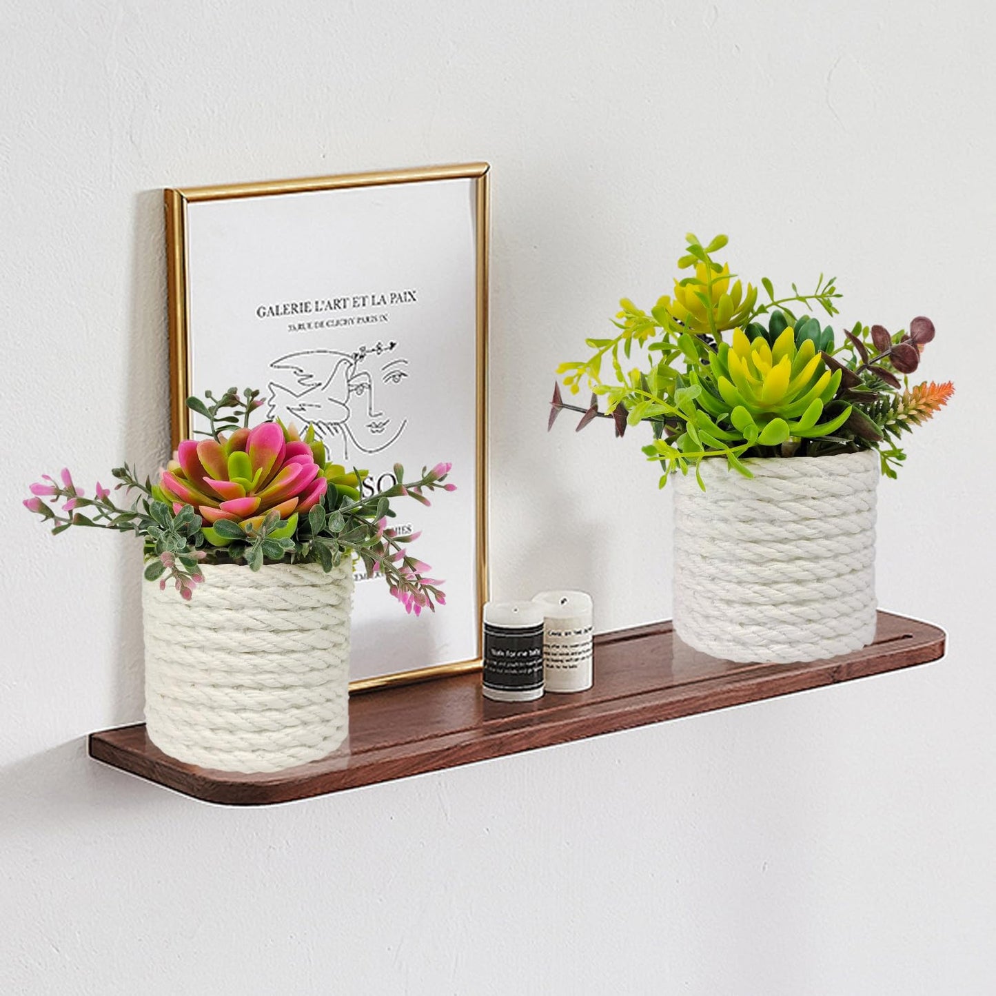 FOUSUKA Set of 2 Fake Succulents Plants Artificial Small Succulent Plants Potted for Home Decor Indoor Table Living Room Bedroom Bathroom Shelf Women Office Desk Accessories Decoration (Green)