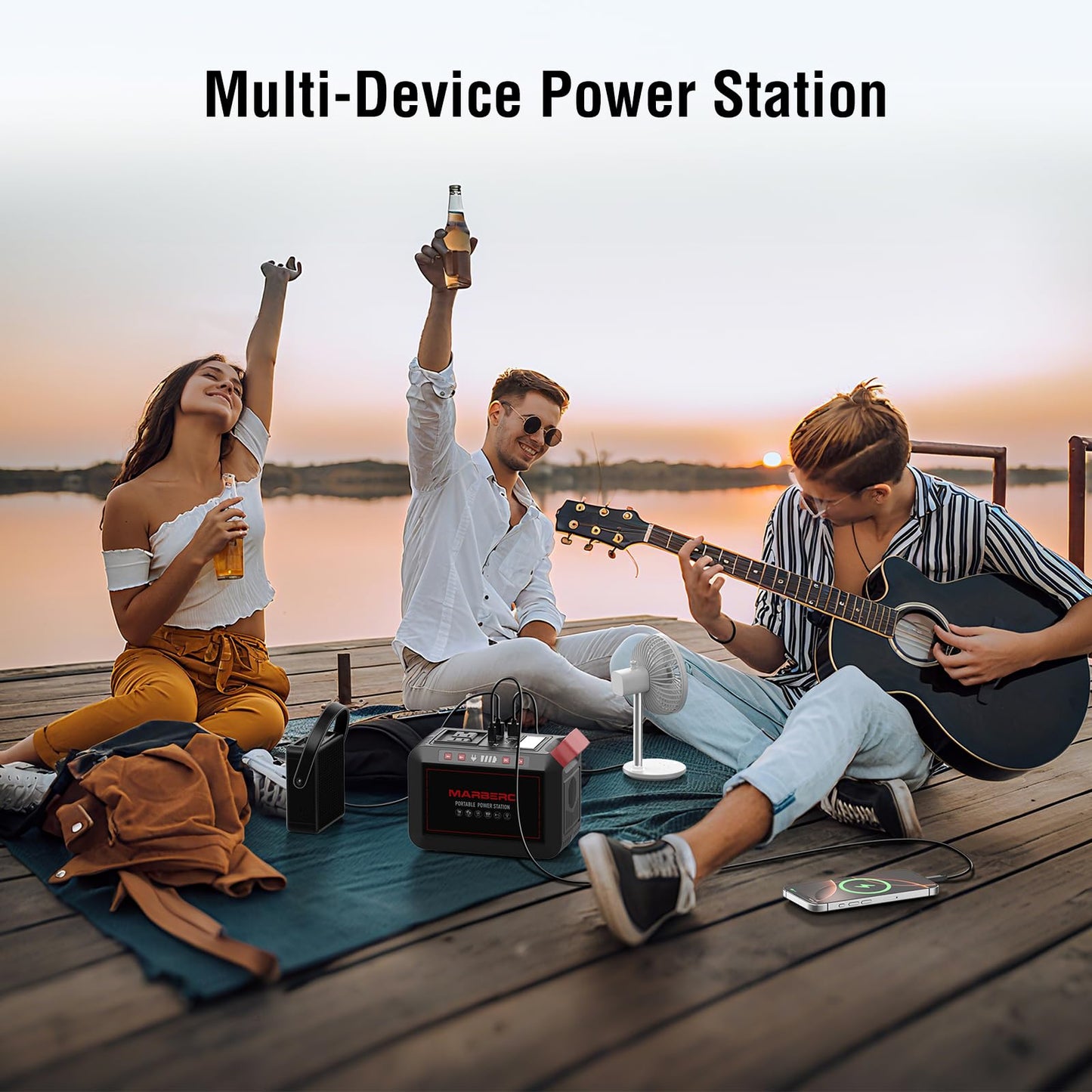 MARBERO Portable Power Station 88Wh Camping Lithium Battery Solar Generator Fast Charging with AC Outlet 120W Peak Power Bank(Solar Panel Optional) for Home Backup Outdoor Emergency RV Van Hunting