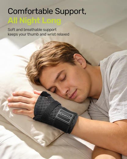Thumb Brace & Wrist Brace Right Hand Left Hand for Carpal Tunnel Relief, Stable Thumb Splint for Arthritis Pain, Night Support Hand Brace for Tendonitis, Sprain, Women Men, Gray, S/M