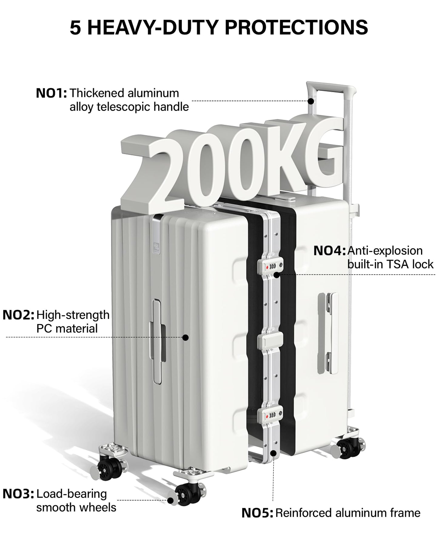 Hanke Premium 20 Inch Zipperless Carry-On Luggage, Aluminum Frame Hard Shell PC Suitcase with TSA Lock, Water-Resistant, 8 Quiet Spinner Wheels for Short Business Trips & Weekend Getaways（Grey）