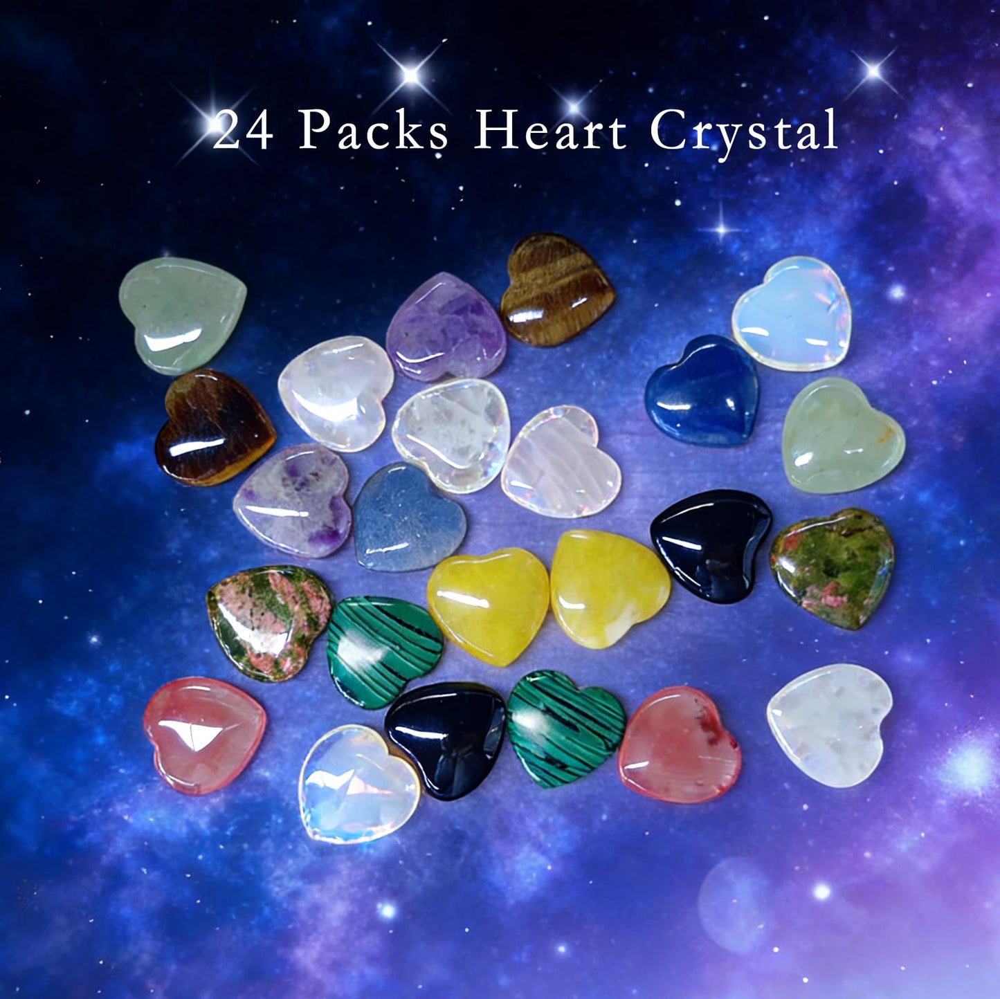 24 Packs Valentines Day Gifts for Kids,Crystals and Healing Stones with Heart Valentines Day Cards for Kids Classroom School Party Favors,Valentine Healing Crystals Rock Gift Exchange Bulk for Him Her
