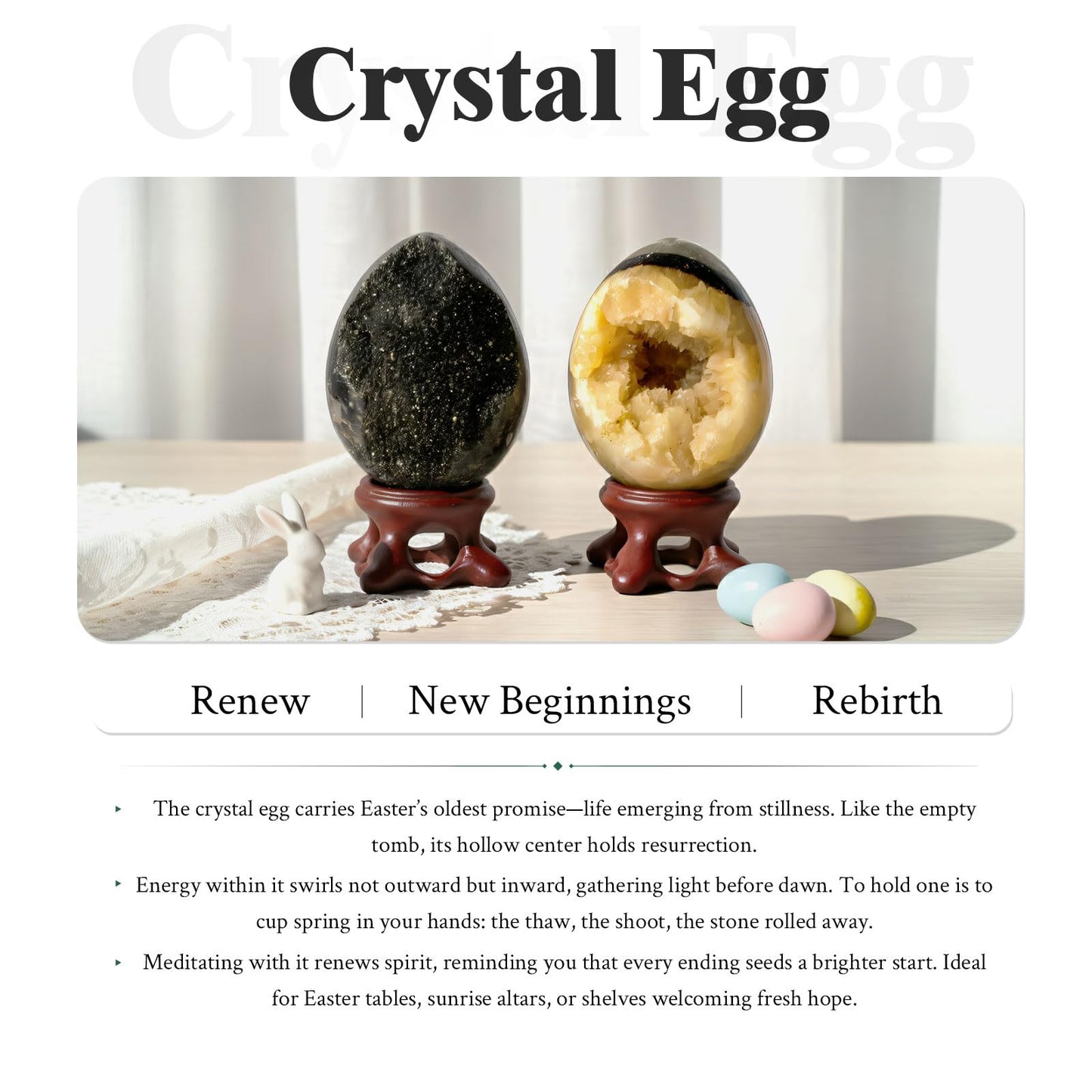 SUNYIK Natural Black Septarium Dragon Egg with Resin Stand, Geode Cluster Septarian Dragon Stone Egg for Fengshui Divination Home Office Decoration, 2.2.3"(51-60mm)