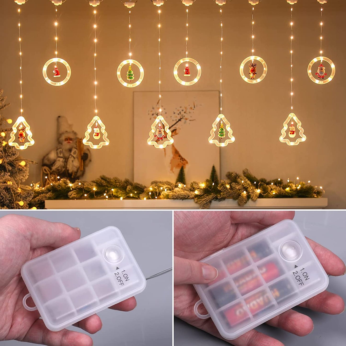9.8 Ft 120 LED 3D Hanging Lights - Flashing Christmas Decorations for Indoor/Outdoor Use