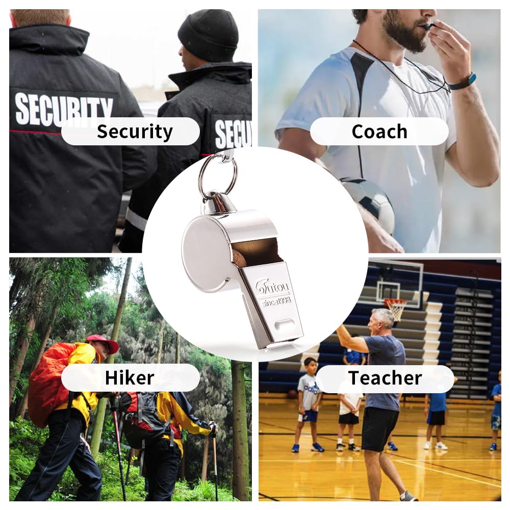 HUTOU Whistle 2 Packs Stainless Steel Coach Sports Whistle with Lanyard, Loud Crisp Sound Whistle Ideal for Coaches, Referees, and Official