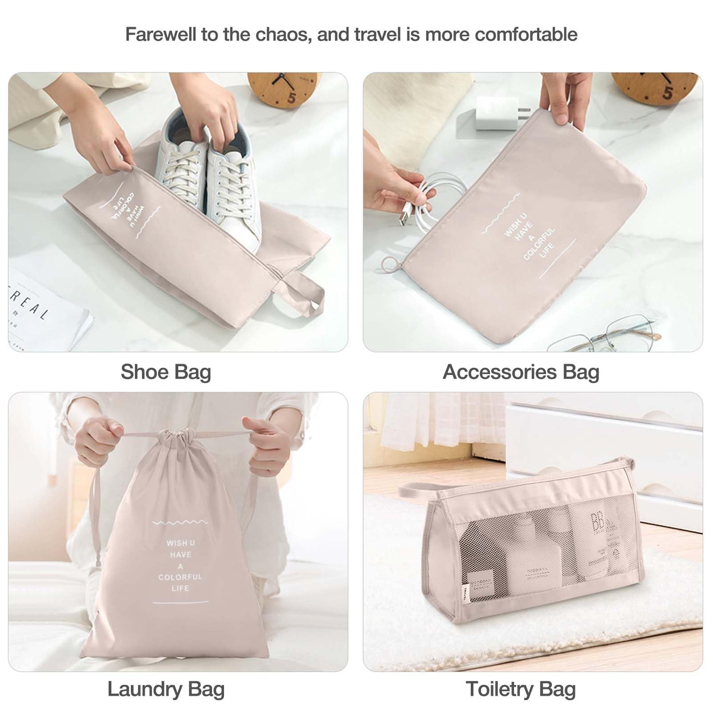 9 Set Packing Cubes for Suitcases,Packing Cube with Shoe, Cosmetics, Clothing, and Accessories Bags Packing Cubes for Travel Luggage Organizer Women Men(Beige)