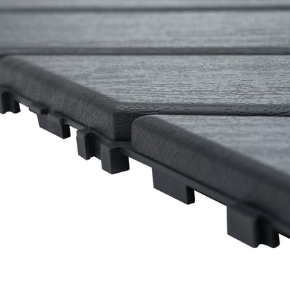 44-Pack Interlocking PP Deck Tiles, 12"x12"x 0.8" Waterproof Flooring, All-Weather Anti-Slip Patio Tiles for Indoor/Outdoor,Poolside, Garden, Balcony, Patio – Easy DIY Installation,Dark Gray C