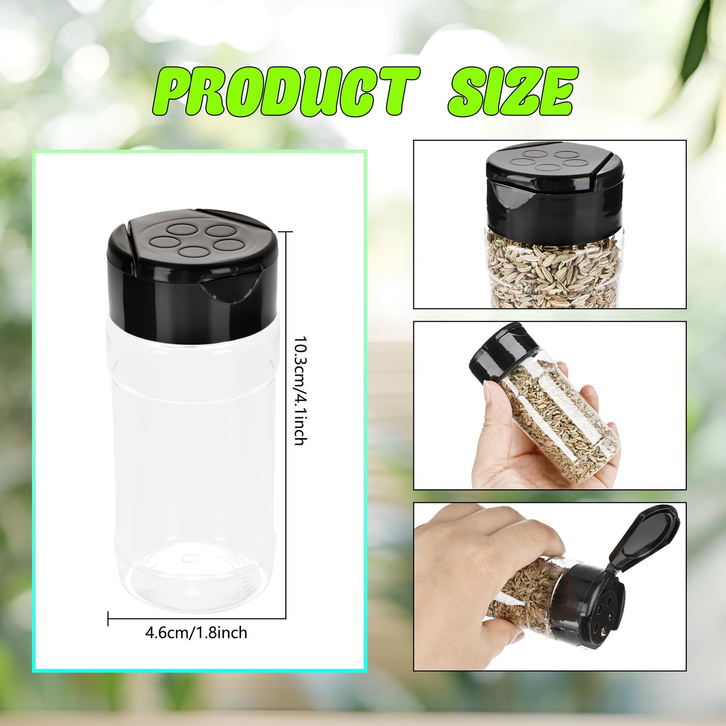 20 Pcs 3.4 oz Plastic Spice Jars with Shaker Lids Empty Spice Bottles Clear Seasoning Containers for Kitchen Home Storing Salt Seasoning
