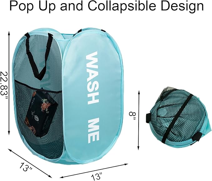 2Pack Collapsible Laundry Baskets Pop Up Laundry Hamper Mesh Storage Bins