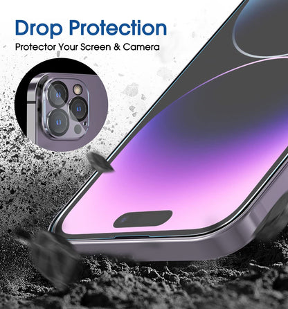 amFilm Easiest Installation OneTouch for iPhone 15 Pro Max Screen Protector [6.7 Inch] Tempered Glass + Camera Lens Protector, Auto-Alignment Tech, Bubble Free, Case Friendly, Anti-Scratch [2+2 Pack]