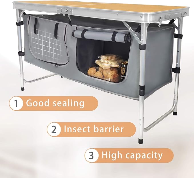 Folding Camping Table with Storage Lightweight Camp Tables Portable