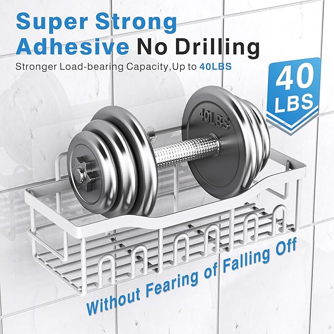 EUDELE 5-Pack Rustproof Stainless Steel Shower Caddy – No Drill Adhesive