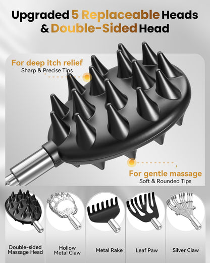 Telescoping Back Scratcher with 5 Detachable Heads, Valentines Day & Birthday Gifts for Men Women, Husband, Funny White Elephant Gifts for Adults with Gift Box