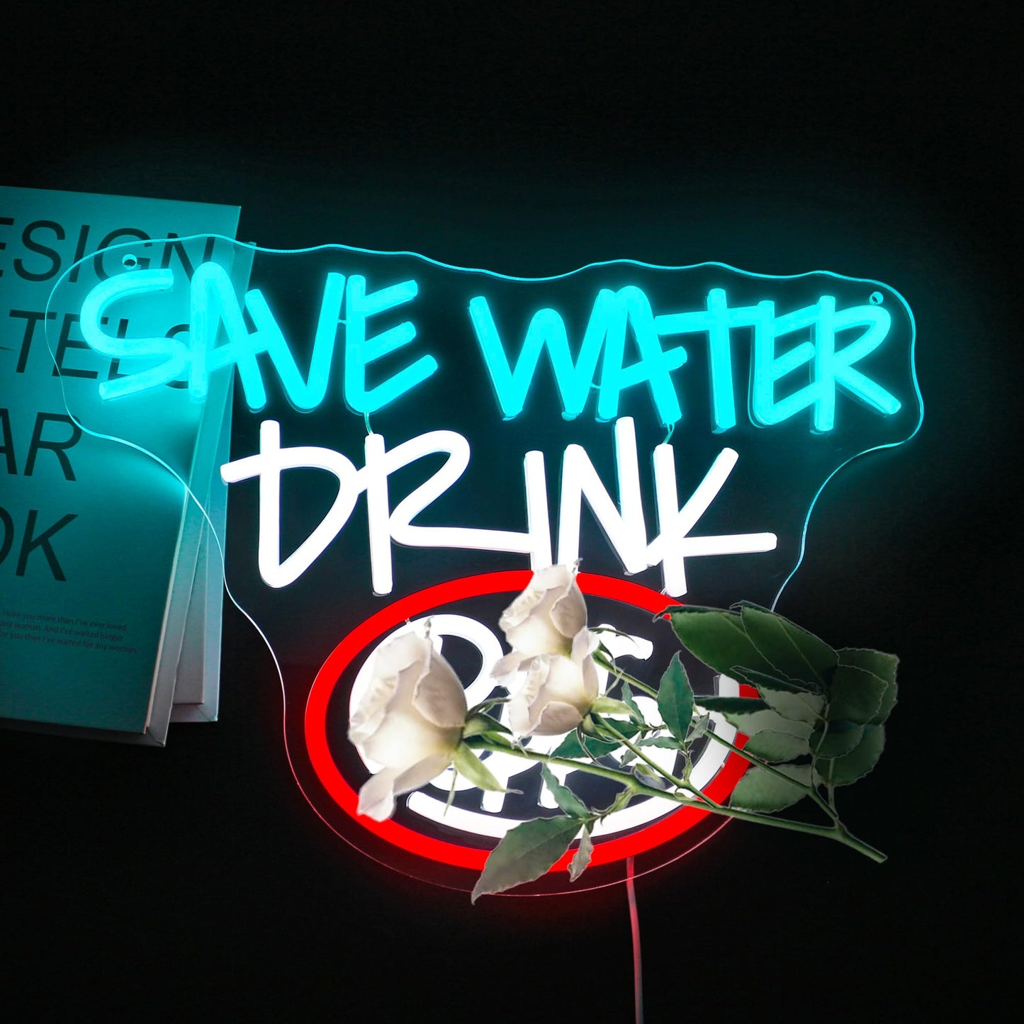 Bkuupau Neon Sign, Save Water Drink Neon Signs for Wall Decor LED Light up Signs Home Decor for Bars, Restaurant, Cafe, Man Cave, Party, Club, Pub Decoration Christmas Halloween Easter Gift