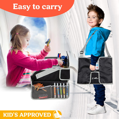 PILLANI Kids Travel Tray for Car - Car Seat Tray & Lap Desk Organizer for Kids Travel, Road Trip Activities & Airplane Essentials - Portable & Easy to Store