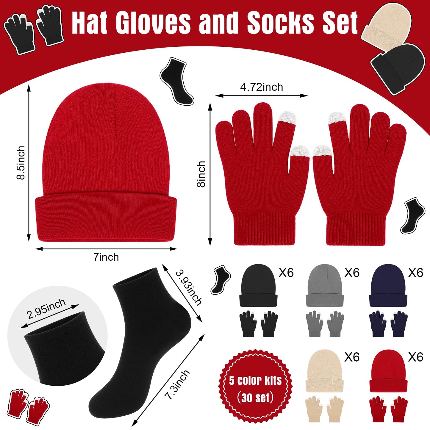 Chicingyou 120 Pcs Homeless Care Package Supplies Bulk Winter Emergency Thermal Blankets Warmer Beanie Socks Touchscreen Gloves for Men Women Cold Weather Outdoor Survival Kits(Multicolor)